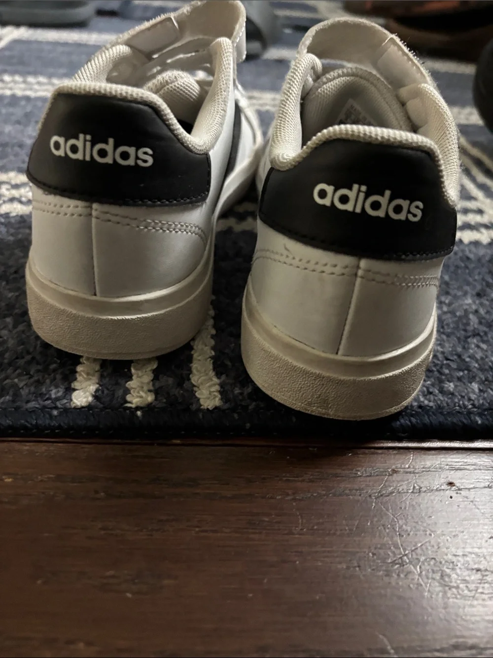 Kids White Sneakers with Black Stripes - Adidas